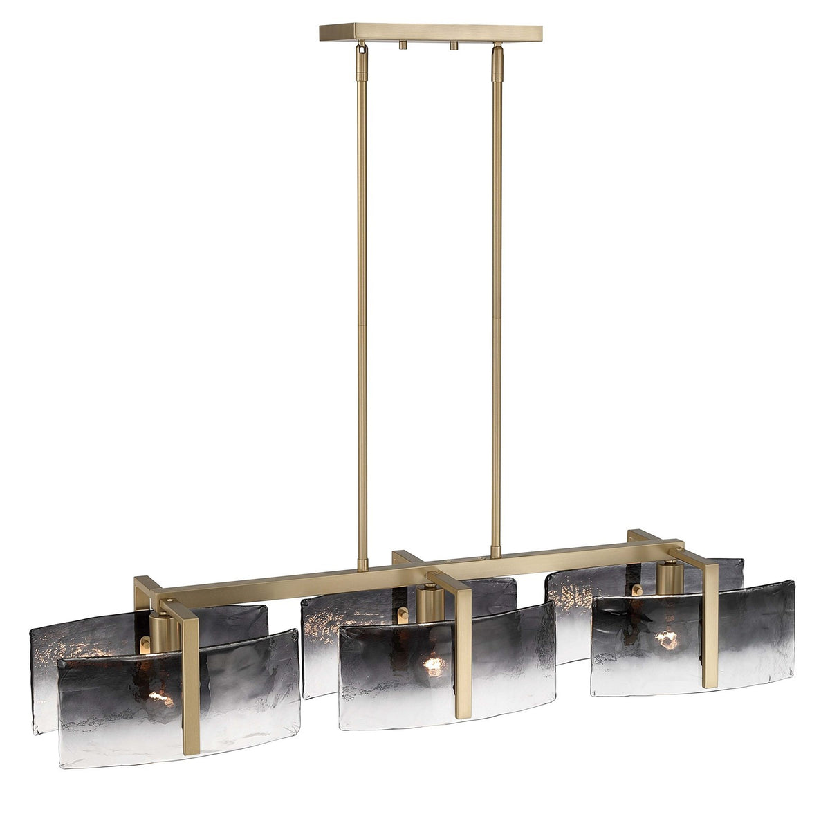 Golden Lighting Aenon 40in 3-Light Island Light | Rustic Brushed Champagne Brass and Smoky Water Glass | Kitchen Island | Model 3164-LP BCB-SWG