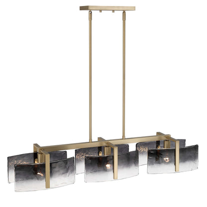 Golden Lighting Aenon 40in 3-Light Island Light | Rustic Brushed Champagne Brass and Smoky Water Glass | Kitchen Island | Model 3164-LP BCB-SWG