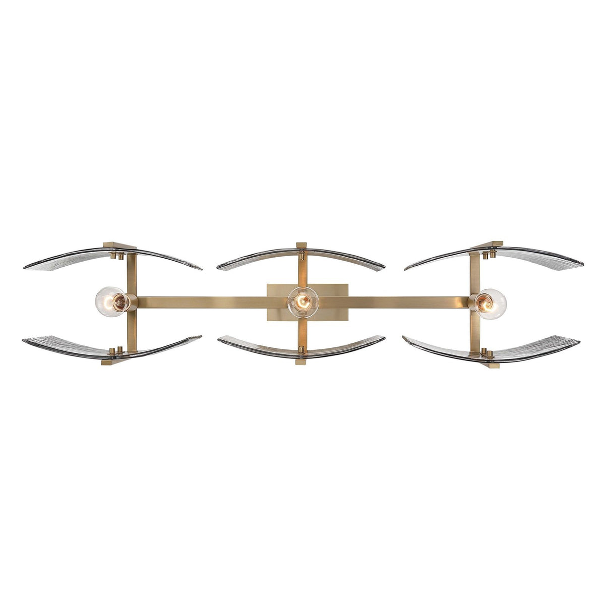 Golden Lighting Aenon 40in 3-Light Island Light | Rustic Brushed Champagne Brass and Smoky Water Glass | Kitchen Island | Model 3164-LP BCB-SWG