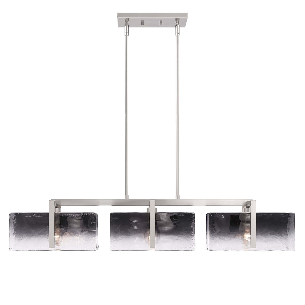 Golden Lighting Aenon 40in 3-Light Island Light | Rustic Pewter and Smoky Water Glass | Kitchen Island | 40.5 x 8.88 x 8.13 in | Model 3164-LP PW-SWG