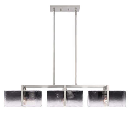 Golden Lighting Aenon 40in 3-Light Island Light | Rustic Pewter and Smoky Water Glass | Kitchen Island | 40.5 x 8.88 x 8.13 in | Model 3164-LP PW-SWG
