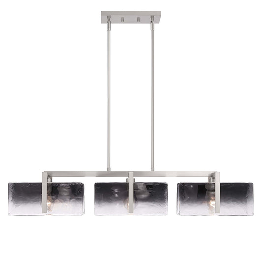 Golden Lighting Aenon 40in 3-Light Island Light | Rustic Pewter and Smoky Water Glass | Kitchen Island | 40.5 x 8.88 x 8.13 in | Model 3164-LP PW-SWG