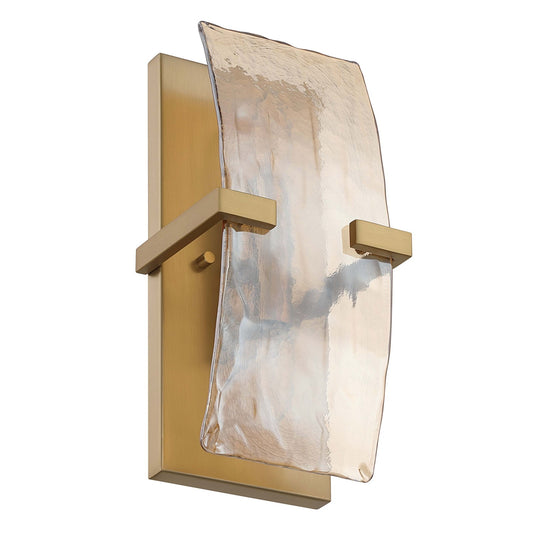 Golden Lighting Aenon 2-Light Wall Sconce | Rustic Brushed Champagne Brass and Amber Water Glass | Hallway & Bathroom | Model 3164-WSC BCB-AWG