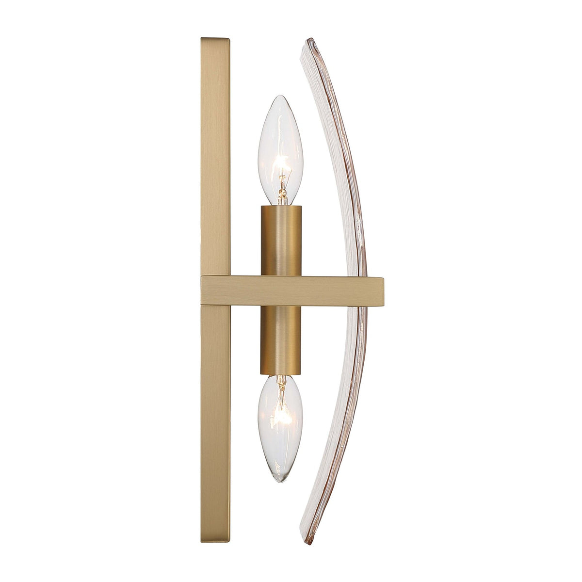 Golden Lighting Aenon 2-Light Wall Sconce | Rustic Brushed Champagne Brass and Amber Water Glass | Hallway & Bathroom | Model 3164-WSC BCB-AWG