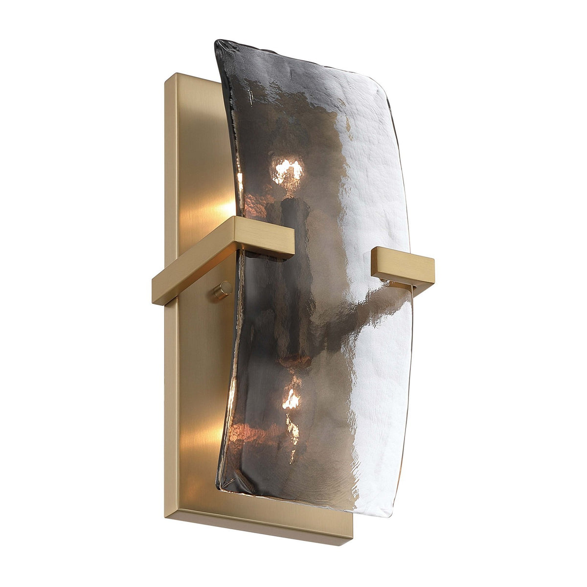Golden Lighting Aenon 2-Light Wall Sconce | Rustic Brushed Champagne Brass and Smoky Water Glass | Bathroom & Hallway | Model 3164-WSC BCB-SWG