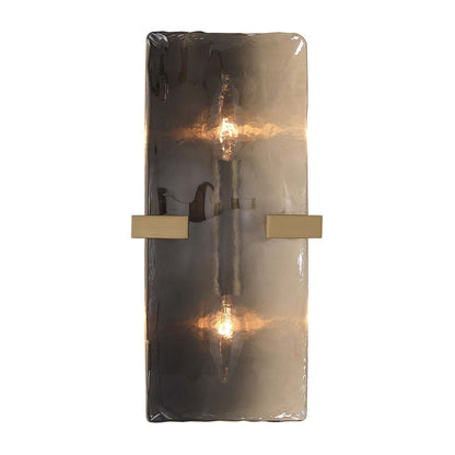Golden Lighting Aenon 2-Light Wall Sconce | Rustic Brushed Champagne Brass and Smoky Water Glass | Bathroom & Hallway | Model 3164-WSC BCB-SWG