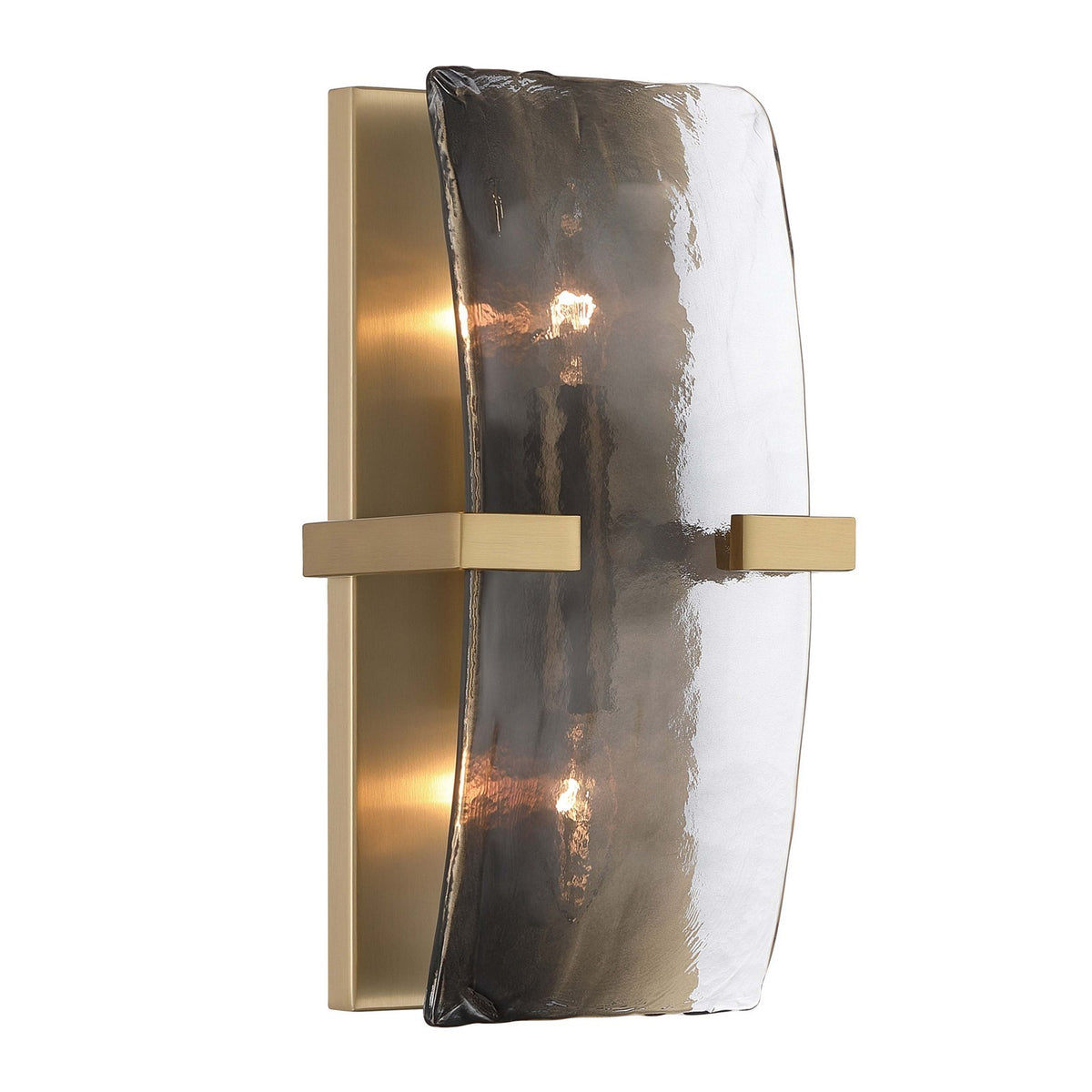 Golden Lighting Aenon 2-Light Wall Sconce | Rustic Brushed Champagne Brass and Smoky Water Glass | Bathroom & Hallway | Model 3164-WSC BCB-SWG