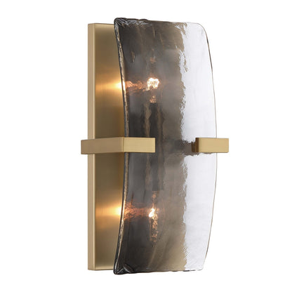 Golden Lighting Aenon 2-Light Wall Sconce | Rustic Brushed Champagne Brass and Smoky Water Glass | Bathroom & Hallway | Model 3164-WSC BCB-SWG
