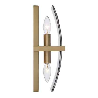Golden Lighting Aenon 2-Light Wall Sconce | Rustic Brushed Champagne Brass and Smoky Water Glass | Bathroom & Hallway | Model 3164-WSC BCB-SWG