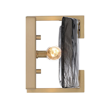 Golden Lighting Aenon 2-Light Wall Sconce | Rustic Brushed Champagne Brass and Smoky Water Glass | Bathroom & Hallway | Model 3164-WSC BCB-SWG