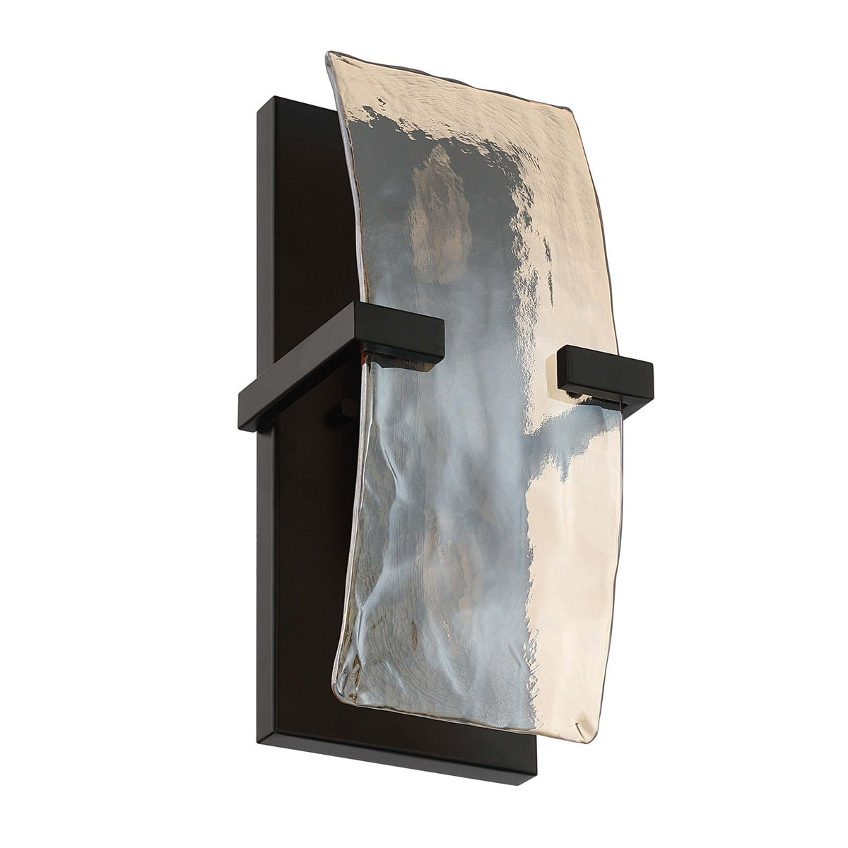 Golden Lighting Aenon 13in 2-Light Wall Sconce | Rustic Matte Black and Amber Water Glass | Bathroom & Hallway | Model 3164-WSC BLK-AWG