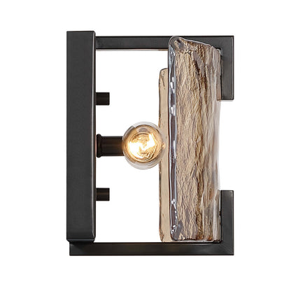 Golden Lighting Aenon 13in 2-Light Wall Sconce | Rustic Matte Black and Amber Water Glass | Bathroom & Hallway | Model 3164-WSC BLK-AWG