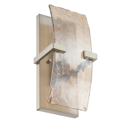 Golden Lighting Aenon 2-Light Wall Sconce | Rustic Pewter and Amber Water Glass | Bathroom & Hallway Accent Light | Model 3164-WSC PW-AWG