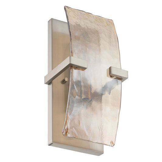 Golden Lighting Aenon 2-Light Wall Sconce | Rustic Pewter and Amber Water Glass | Bathroom & Hallway Accent Light | Model 3164-WSC PW-AWG