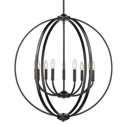 9 Light Chandelier, Matte Black