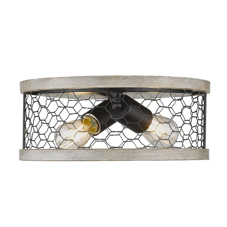 Golden Lighting Bailey Flush, Black/Chicken Wire