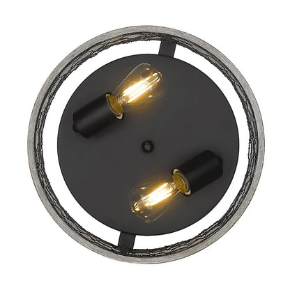 Golden Lighting Bailey Flush, Black/Chicken Wire
