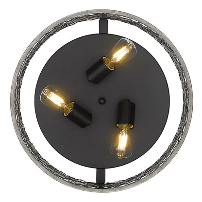 Golden Lighting Bailey Flush, Black/Chicken Wire