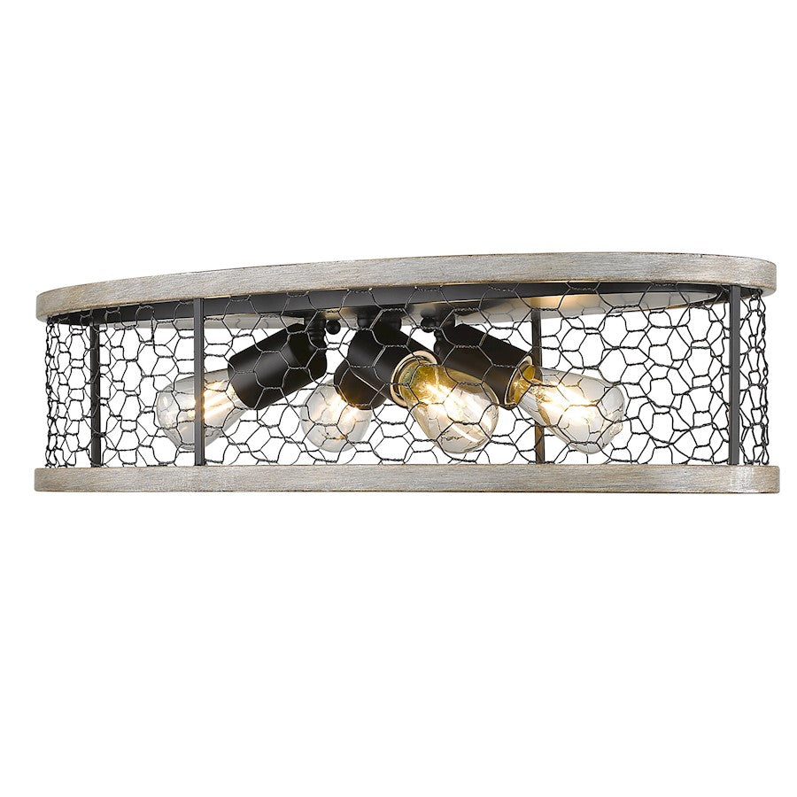 Golden Lighting Bailey Flush, Black/Chicken Wire