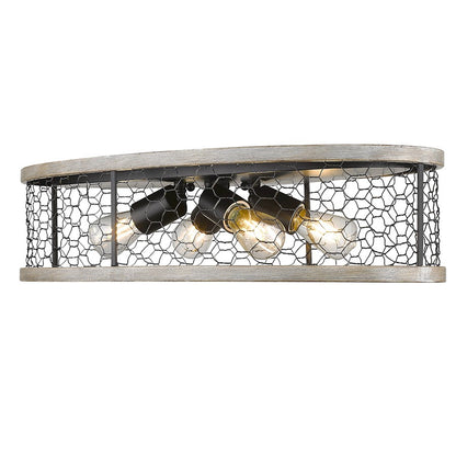 Golden Lighting Bailey Flush, Black/Chicken Wire