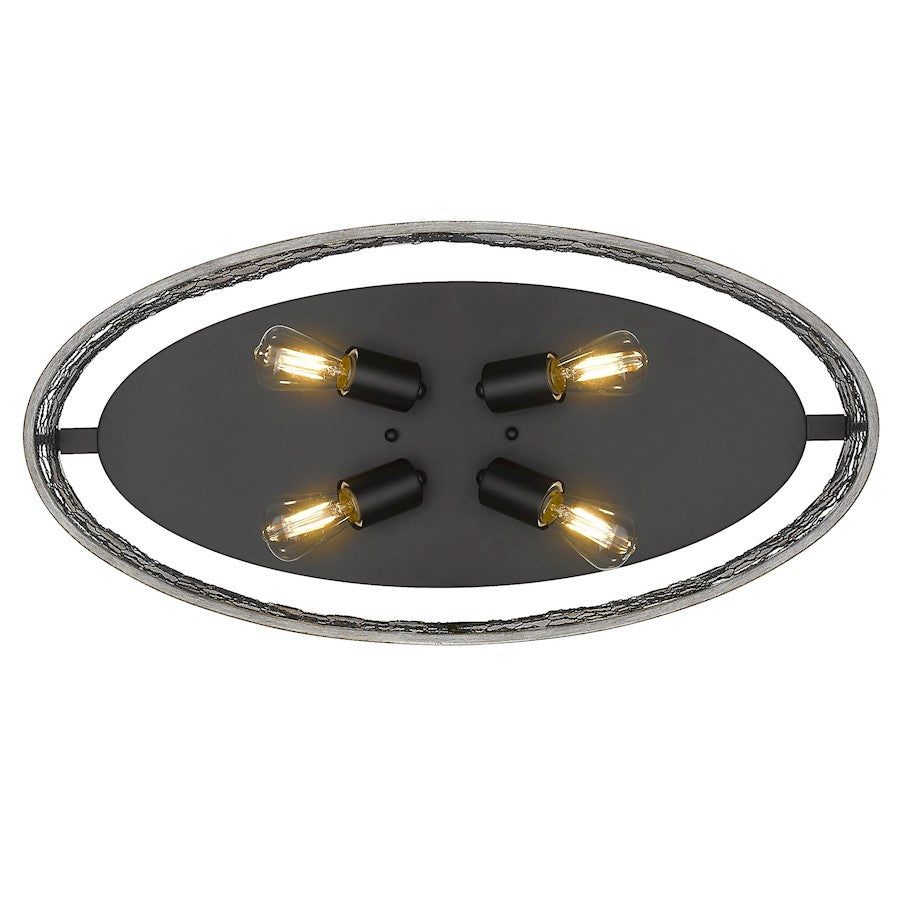 Golden Lighting Bailey Flush, Black/Chicken Wire