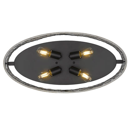 Golden Lighting Bailey Flush, Black/Chicken Wire