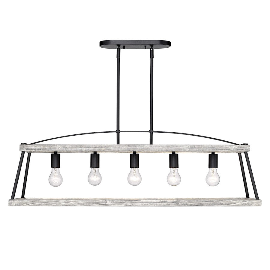 5 Light Linear Pendant, Black