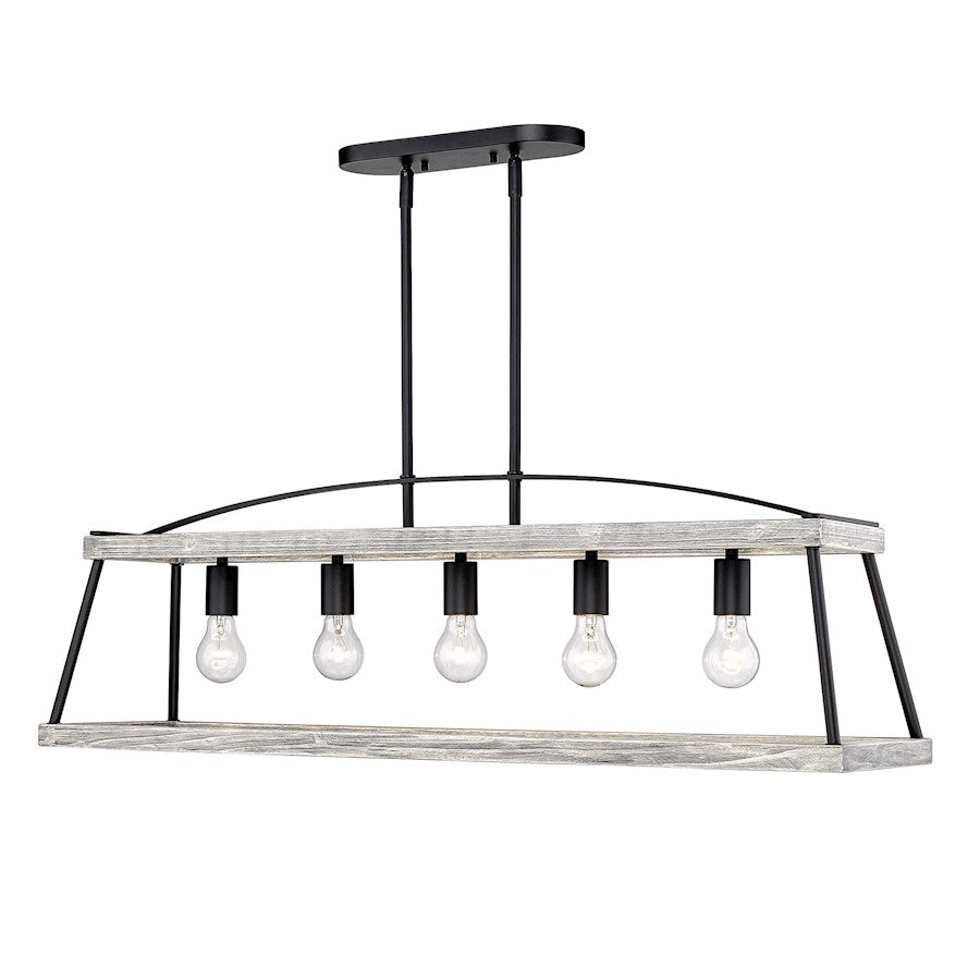 5 Light Linear Pendant, Black