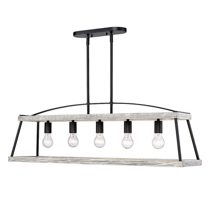 5 Light Linear Pendant, Black