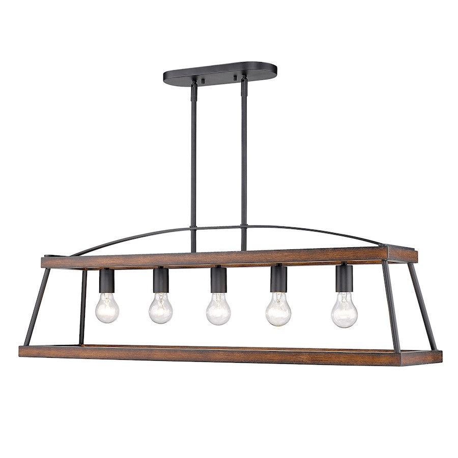 5 Light Linear Pendant, Black