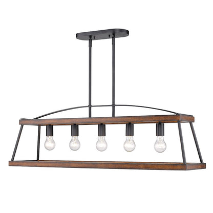5 Light Linear Pendant, Black
