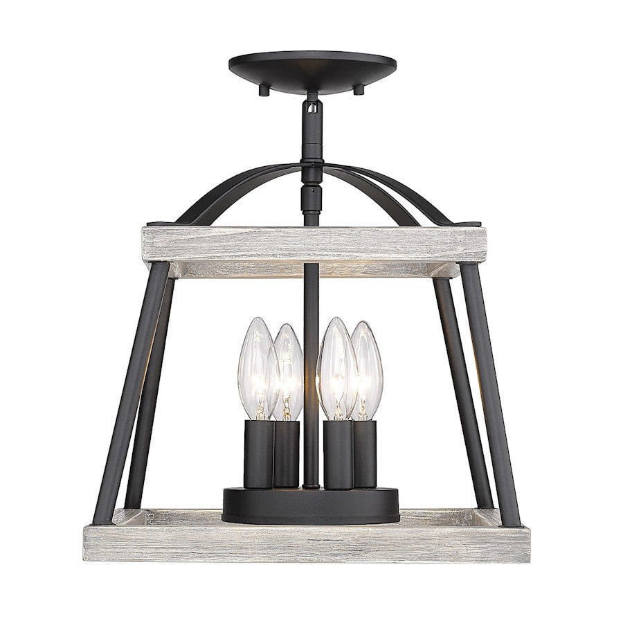 Golden Lighting Teagan 3 Light Semi Flush, Black