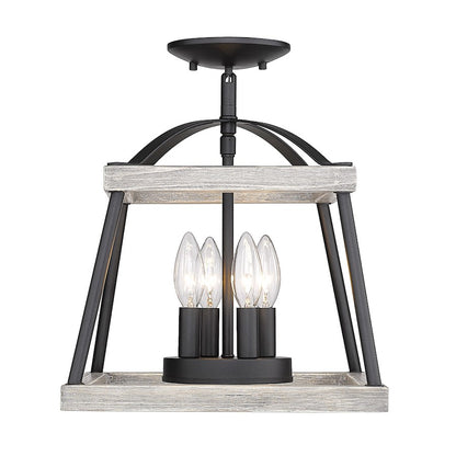 Golden Lighting Teagan 3 Light Semi Flush, Black