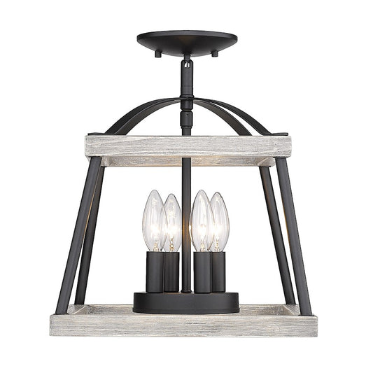 Golden Lighting Teagan 3 Light Semi Flush, Black