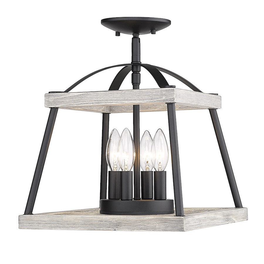 Golden Lighting Teagan 3 Light Semi Flush, Black