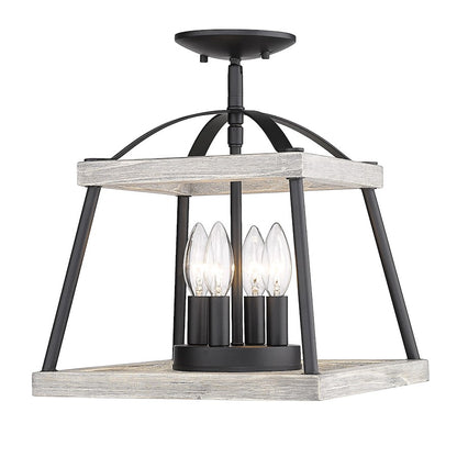 Golden Lighting Teagan 3 Light Semi Flush, Black
