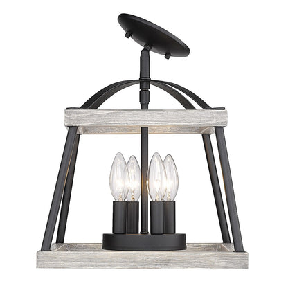 Golden Lighting Teagan 3 Light Semi Flush, Black