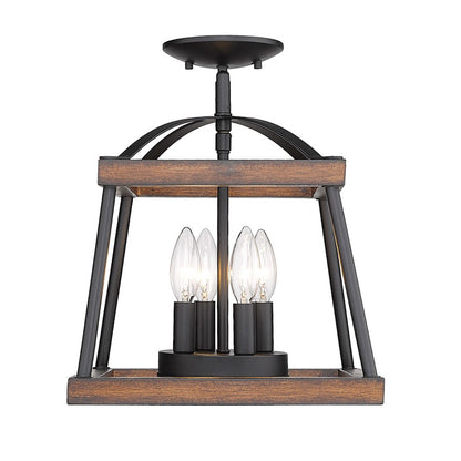 Golden Lighting Teagan 3 Light Semi Flush, Black