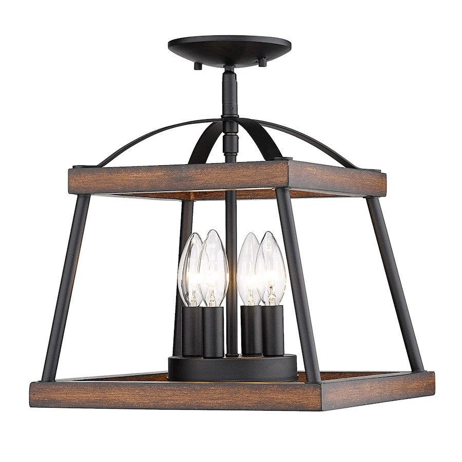 Golden Lighting Teagan 3 Light Semi Flush, Black
