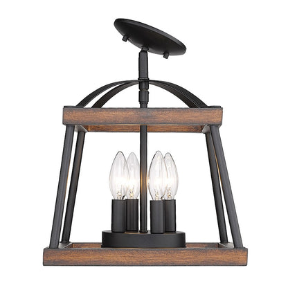 Golden Lighting Teagan 3 Light Semi Flush, Black