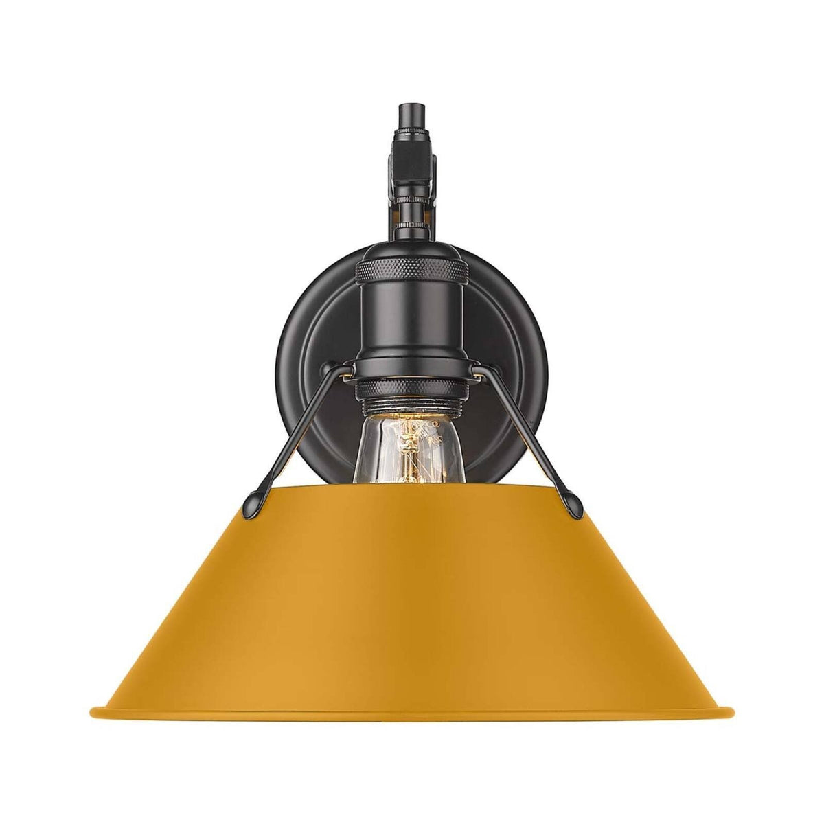 Golden Lighting Orwell 10in 1-Light Wall Sconce | Industrial Matte Black and Auric Yellow Steel | Hallway & Stairway | Model 3306-1W BLK-AY