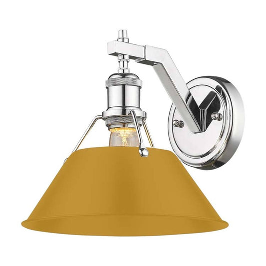 Golden Lighting Orwell 10in 1-Light Wall Sconce | Industrial Chrome and Auric Yellow Steel | Bathroom & Hallway | Model 3306-1W CH-AY