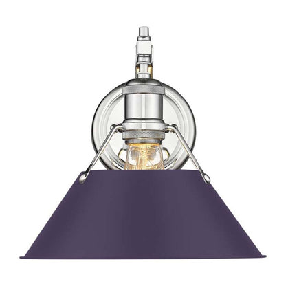 Golden Lighting Orwell 1-Light Wall Sconce | Industrial Chrome and Exotic Purple Steel | Bathroom & Hallway | 10 x 11 x 9.63 in | Model 3306-1W CH-EP