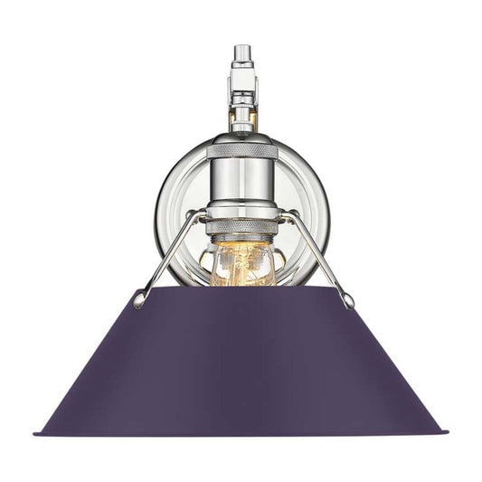 Golden Lighting Orwell 1-Light Wall Sconce | Industrial Chrome and Exotic Purple Steel | Bathroom & Hallway | 10 x 11 x 9.63 in | Model 3306-1W CH-EP