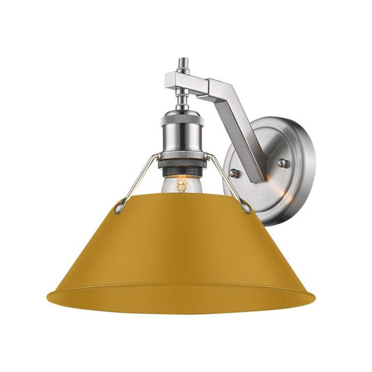 Golden Lighting Orwell 1-Light Wall Sconce | Industrial Pewter and Auric Yellow Steel | Bathroom & Hallway | 10 x 11 x 9.63 in | Model 3306-1W PW-AY