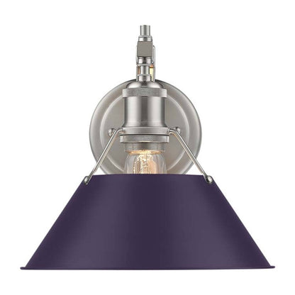 Golden Lighting Orwell 10in 1-Light Wall Sconce | Industrial Pewter and Exotic Purple Steel | Bedroom & Hallway Accent Light | Model 3306-1W PW-EP