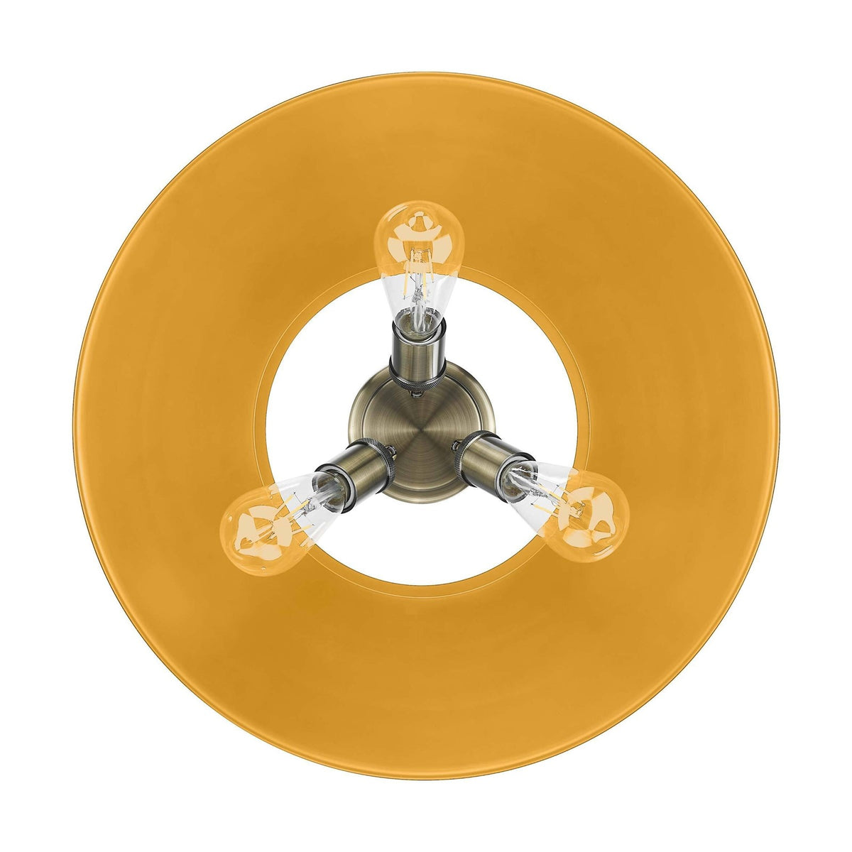Golden Lighting Orwell 19in 3-Light Flush Mount | Industrial Aged Brass and Auric Yellow Steel | Hallway & Bathroom | Model 3306-3FM AB-AY