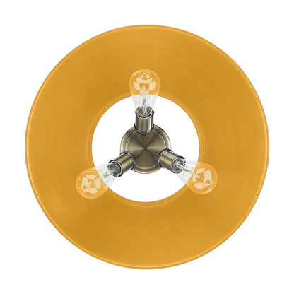 Golden Lighting Orwell 19in 3-Light Flush Mount | Industrial Aged Brass and Auric Yellow Steel | Hallway & Bathroom | Model 3306-3FM AB-AY