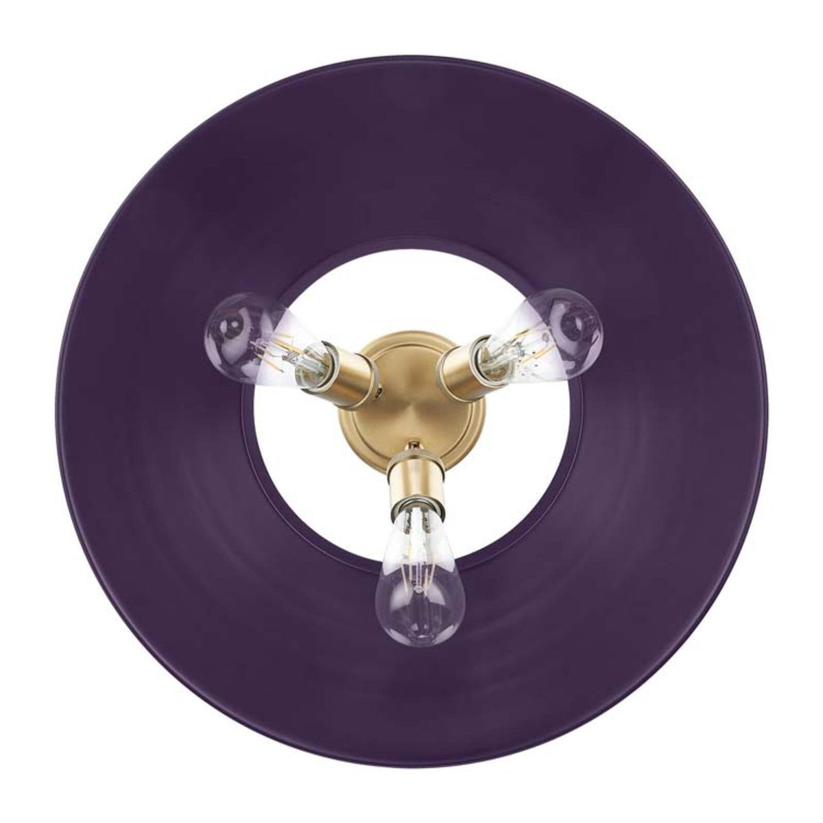 Golden Lighting Orwell 18.75in 3-Light Flush Mount | Industrial Brushed Champagne Brass and Exotic Purple Steel | Hallway | Model 3306-3FM BCB-EP