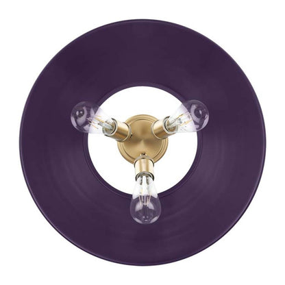 Golden Lighting Orwell 18.75in 3-Light Flush Mount | Industrial Brushed Champagne Brass and Exotic Purple Steel | Hallway | Model 3306-3FM BCB-EP